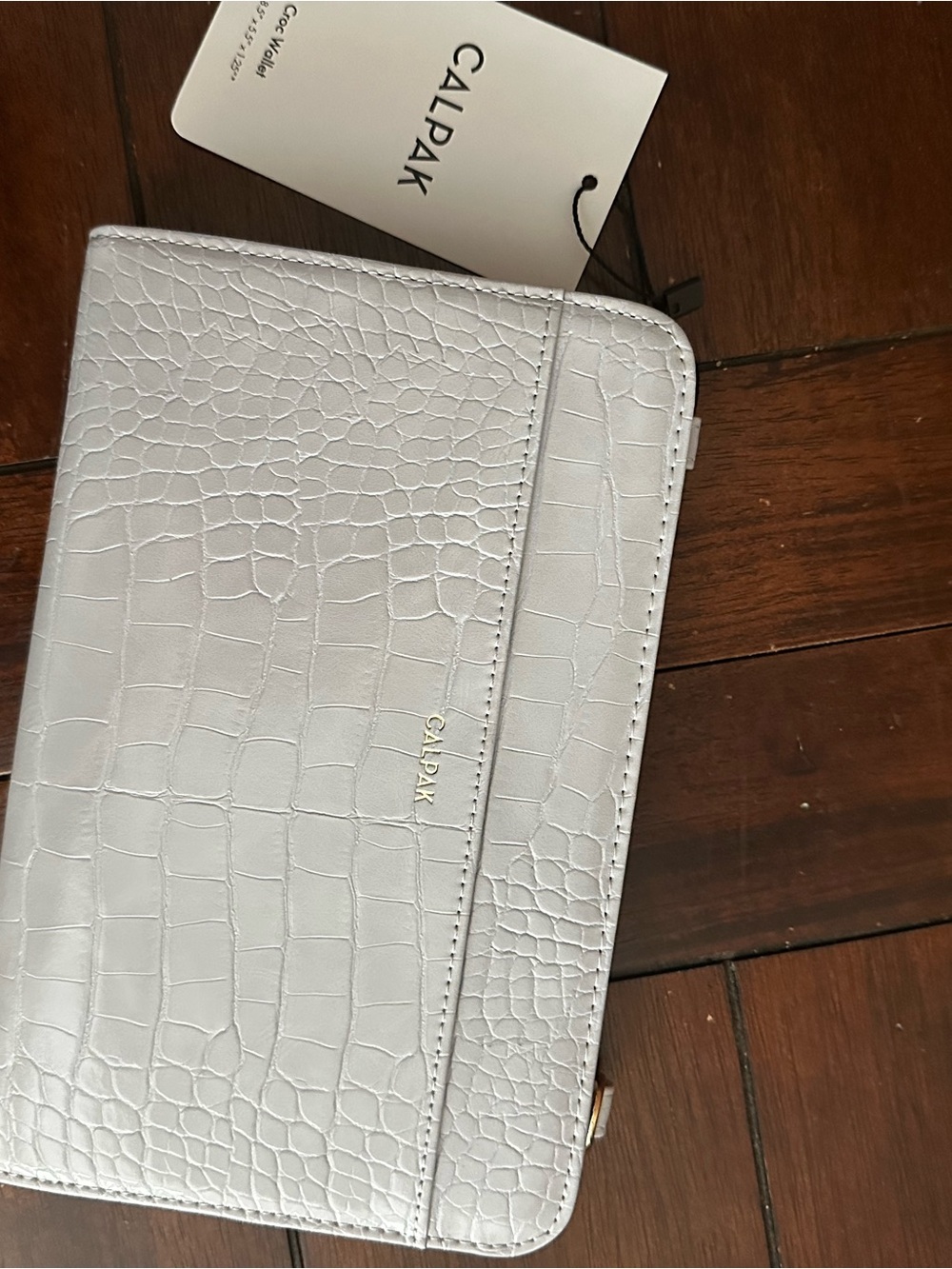 Calpak Light Purple Croc-Embossed Zip Travel Wallet